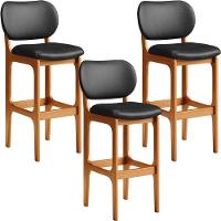 Kit 03 Banquetas Alta Para Cozinha Madeira Fixa Betta L02 Imbuia Couríssimo Preto - Lyam Decor - 1