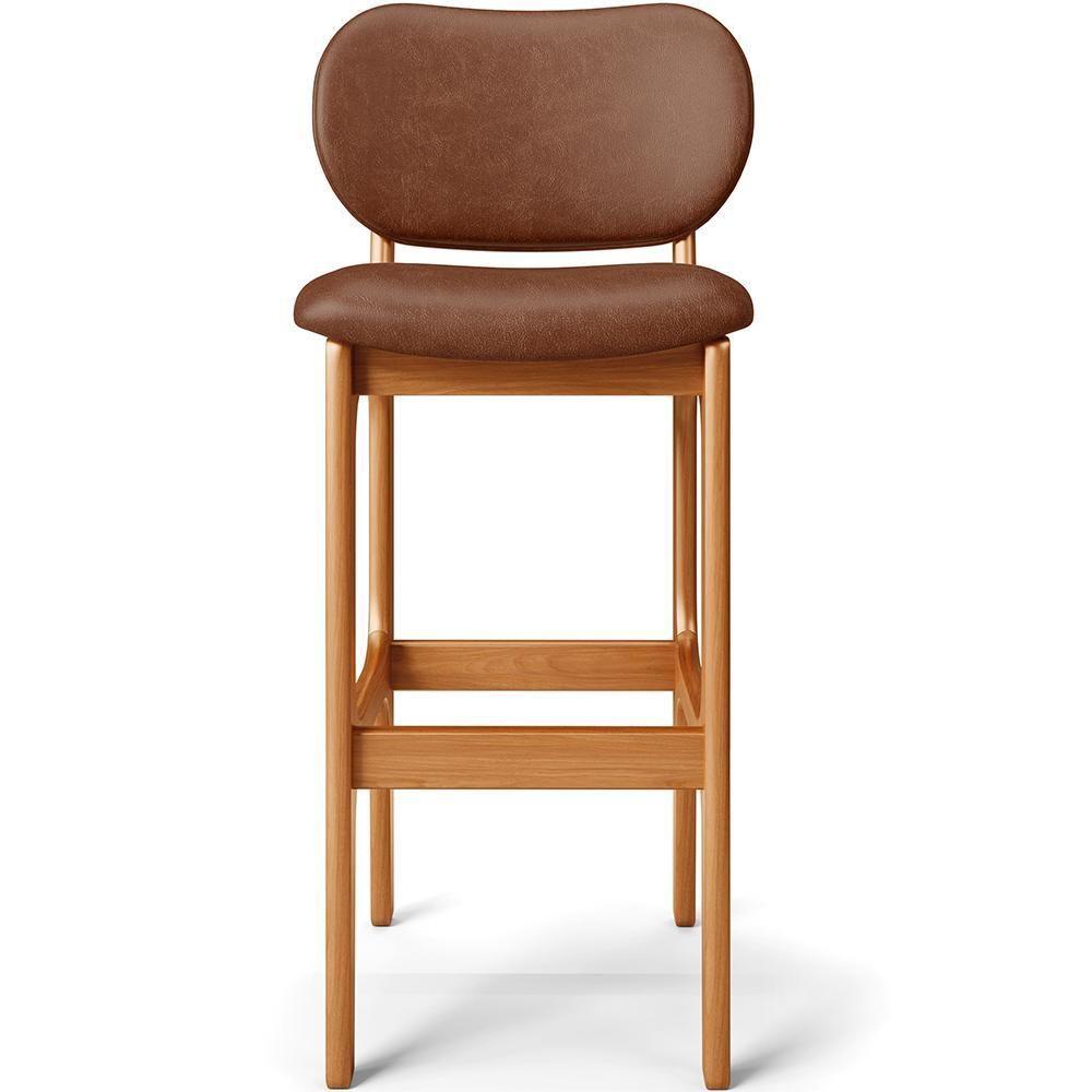 Kit 03 Banquetas Alta Para Cozinha Madeira Fixa Betta L02 Imbuia Couríssimo Marrom - Lyam Decor - 3