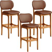 Kit 03 Banquetas Alta Para Cozinha Madeira Fixa Betta L02 Imbuia Couríssimo Marrom - Lyam Decor - 1