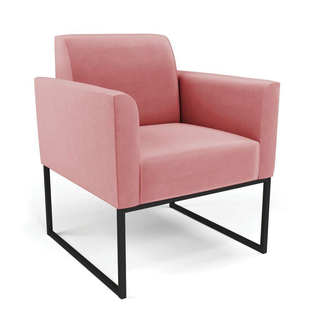 Poltrona Base Industrial Preto Marisa Suede Rosê D03 - D'rossi - 1