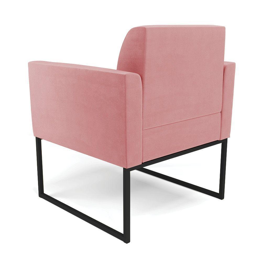 Poltrona Base Industrial Preto Marisa Suede Rosê D03 - D'rossi - 3