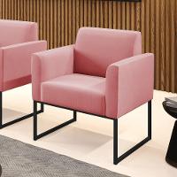 Poltrona Base Industrial Preto Marisa Suede Rosê D03 - D'rossi - 6