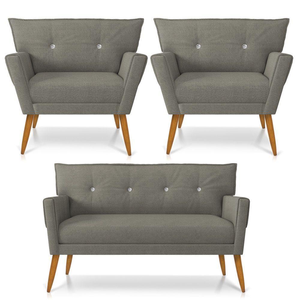 Kit Namoradeira E 02 Poltronas Anitta D'rossi A26 Grafite - 1