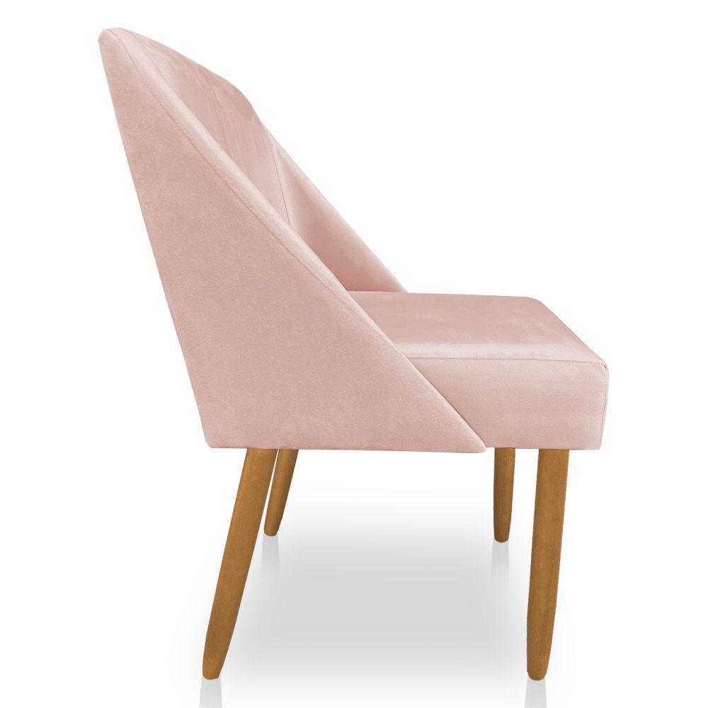 Kit 02 Cadeiras Poltrona Juliana Suede Pés Palito Castanho Rosa Bebê - 3