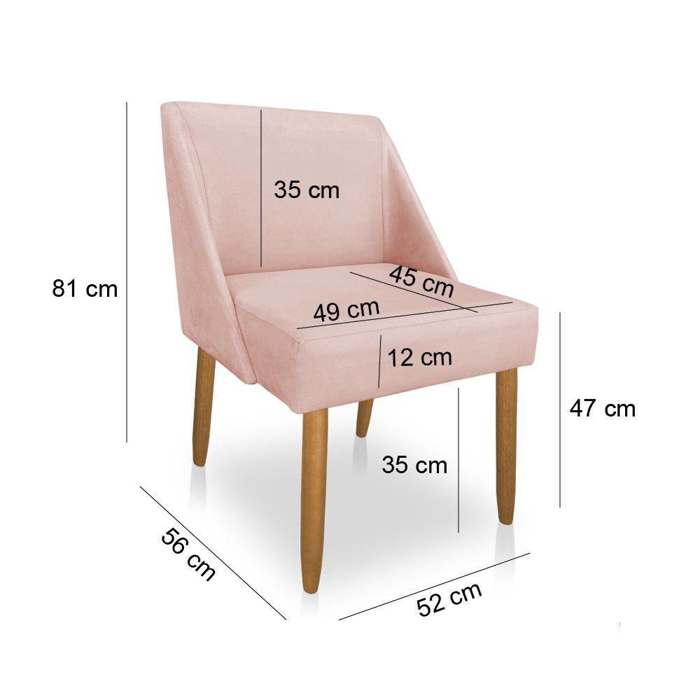 Kit 02 Cadeiras Poltrona Juliana Suede Pés Palito Castanho Rosa Bebê - 4
