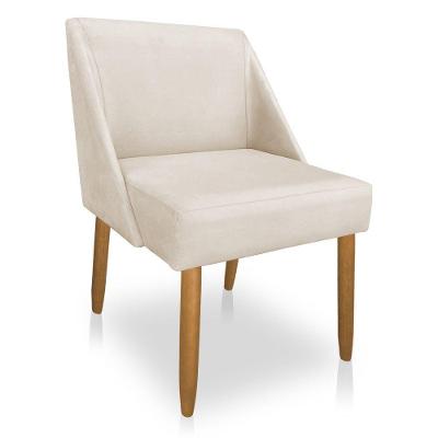 Cadeira Poltrona Juliana Suede Pés Palito Castanho Bege