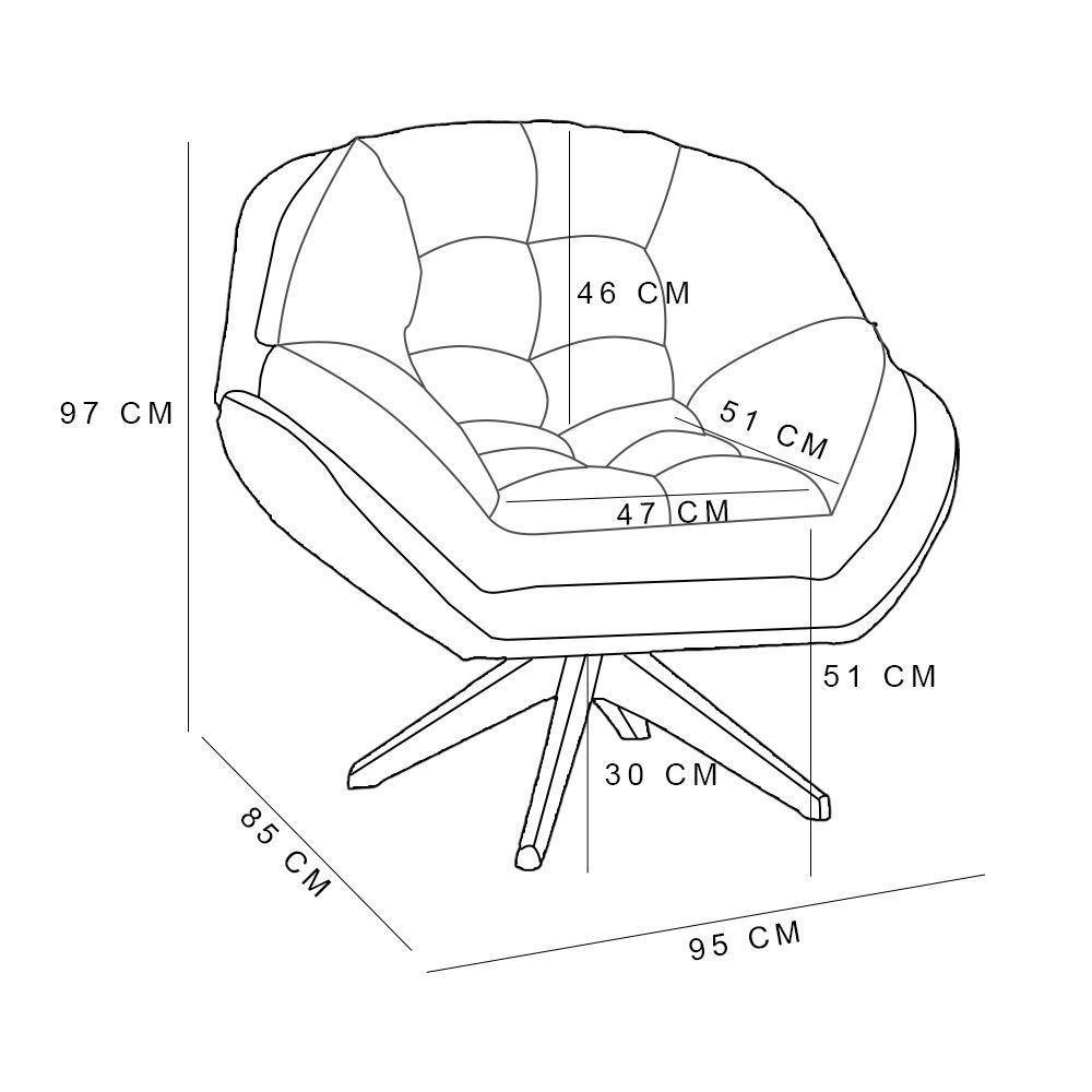 Kit 02 Poltronas Chicago Giratória Veludo Marrom Base De Madeira - 2