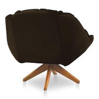 Kit 02 Poltronas Chicago Giratória Veludo Marrom Base De Madeira - 3