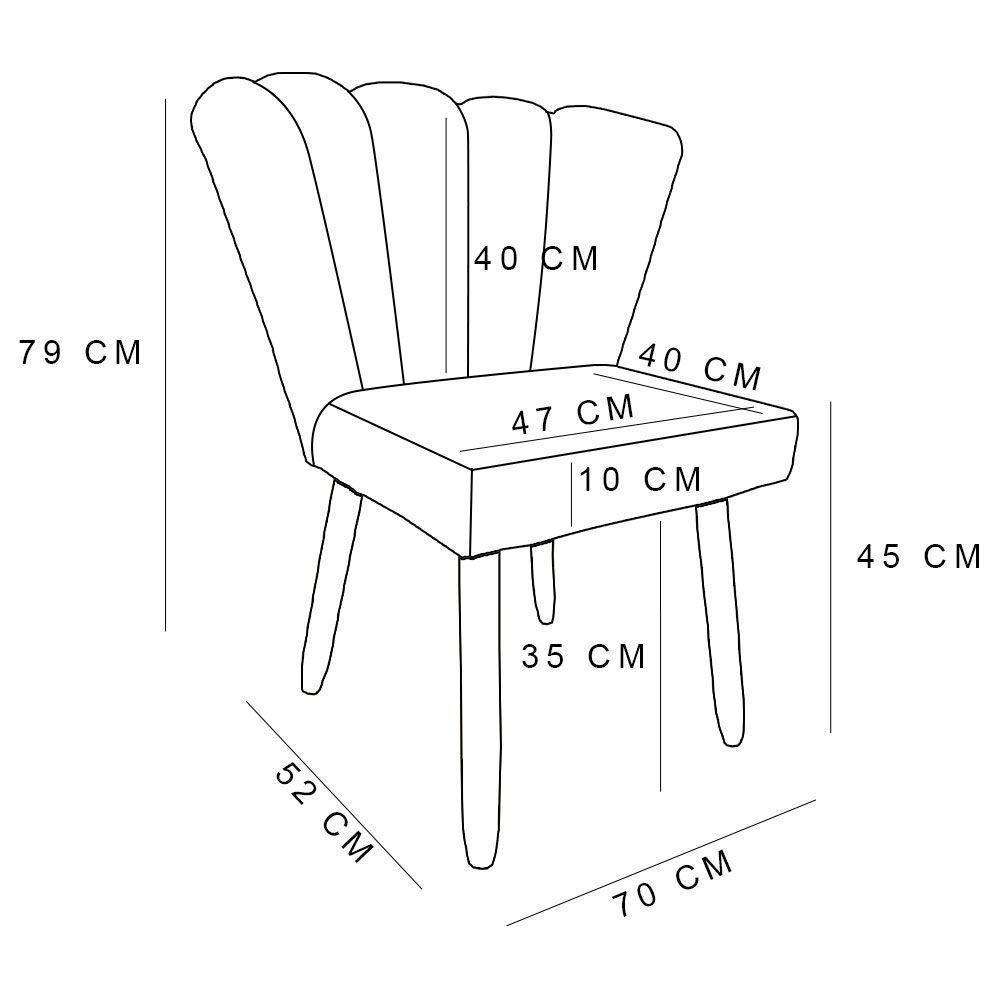Kit 02 Cadeiras Poltrona Flor Veludo Pés Palito Castanho Preto - 2