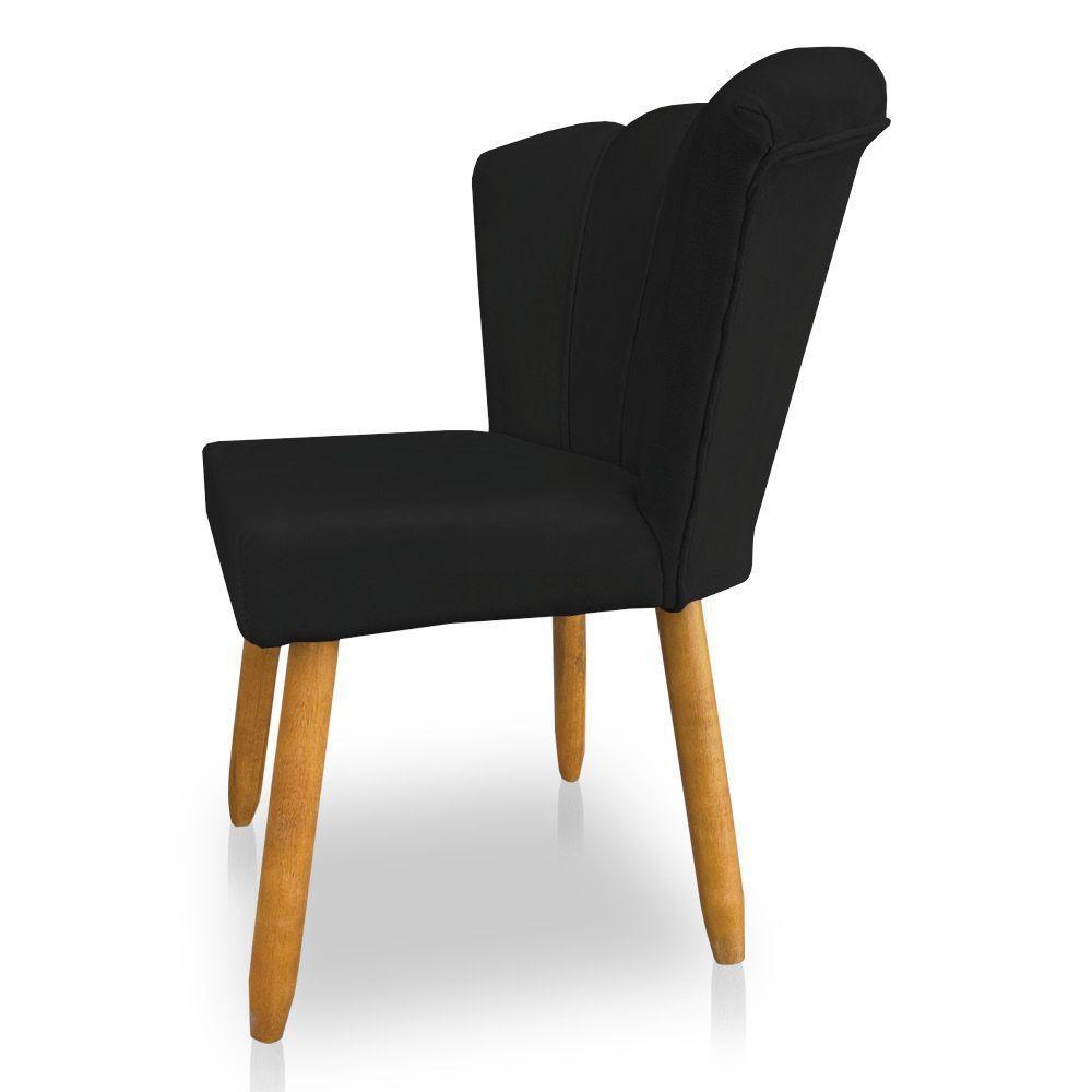 Kit 02 Cadeiras Poltrona Flor Veludo Pés Palito Castanho Preto - 3