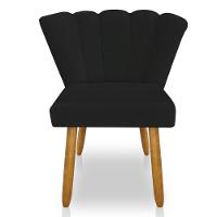 Kit 02 Cadeiras Poltrona Flor Veludo Pés Palito Castanho Preto - 6