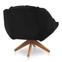 Kit 02 Poltronas Chicago Giratória Veludo Preto Base De Madeira - 3