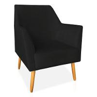 Poltrona Decorativa Julia Veludo Pés Palito Castanho Preto - 1