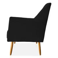 Poltrona Decorativa Julia Veludo Pés Palito Castanho Preto - 3