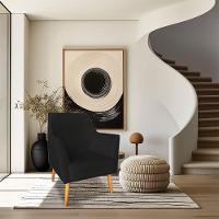 Poltrona Decorativa Julia Veludo Pés Palito Castanho Preto - 6