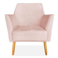 Kit 02 Poltronas Decorativa Julia Veludo Pés Palito Castanho Rosa Bebê - 7