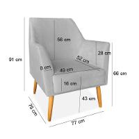 Poltrona Decorativa Julia Veludo Pés Palito Castanho Cinza - 2