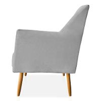 Poltrona Decorativa Julia Veludo Pés Palito Castanho Cinza - 3