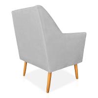 Poltrona Decorativa Julia Veludo Pés Palito Castanho Cinza