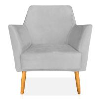 Poltrona Decorativa Julia Veludo Pés Palito Castanho Cinza - 5