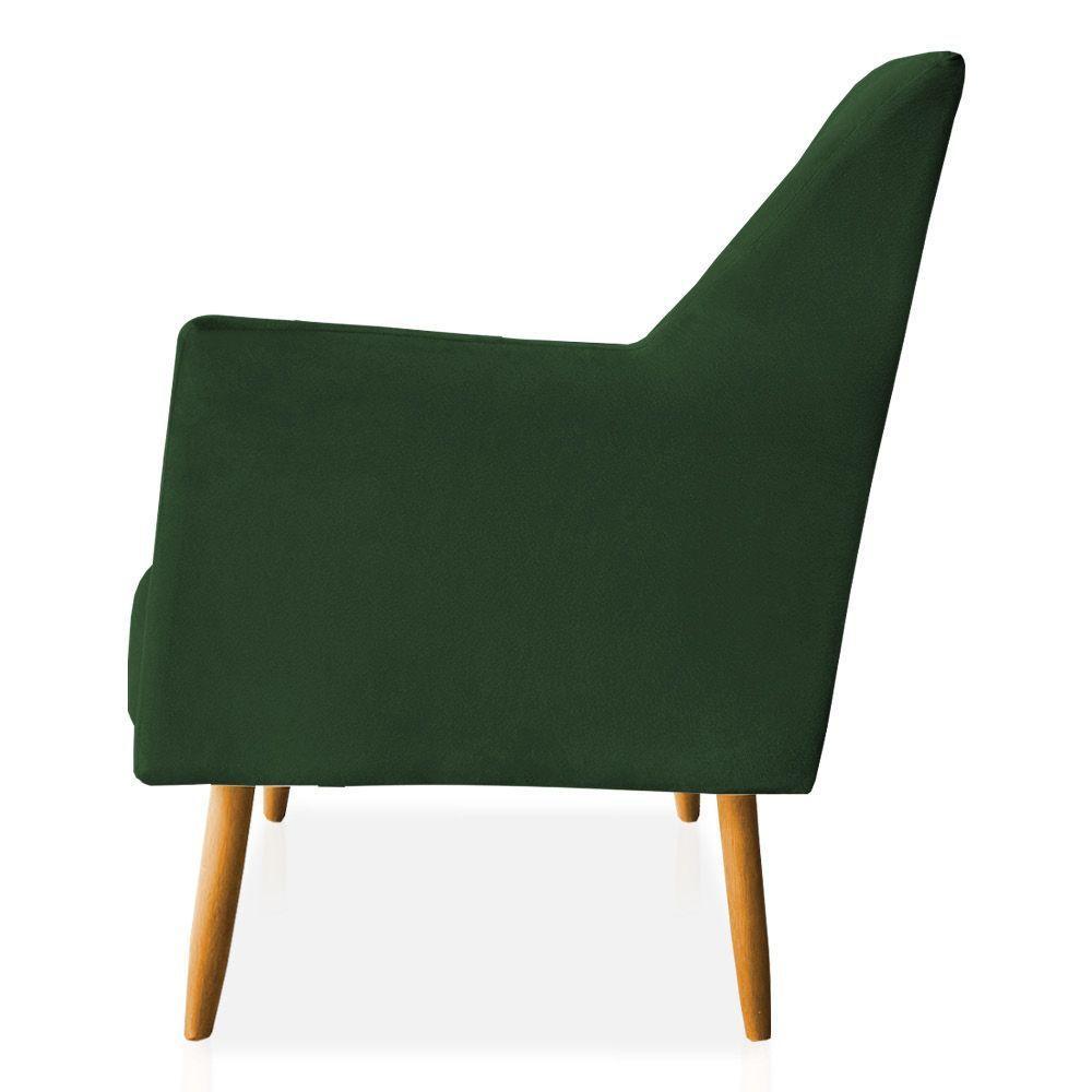 Kit 02 Poltronas Decorativa Julia Veludo Pés Palito Castanho Verde - 2