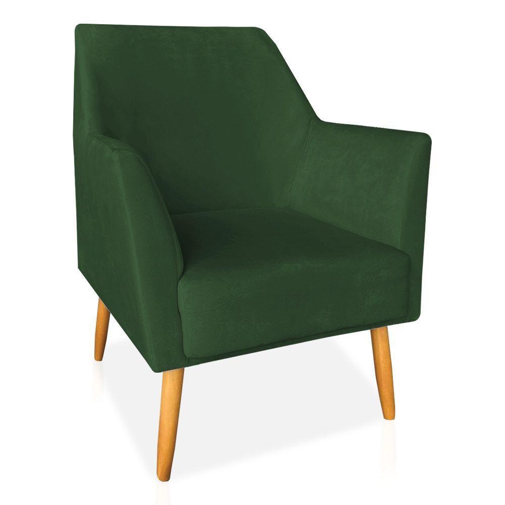 Kit 02 Poltronas Decorativa Julia Veludo Pés Palito Castanho Verde - 5