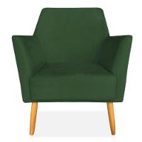 Kit 02 Poltronas Decorativa Julia Veludo Pés Palito Castanho Verde - 7