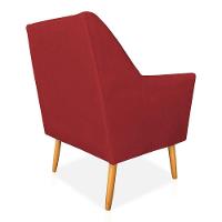 Kit 02 Poltronas Decorativa Julia Veludo Pés Palito Castanho Vermelho - 3