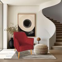 Kit 02 Poltronas Decorativa Julia Veludo Pés Palito Castanho Vermelho - 6