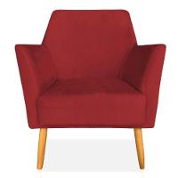 Kit 02 Poltronas Decorativa Julia Veludo Pés Palito Castanho Vermelho - 7