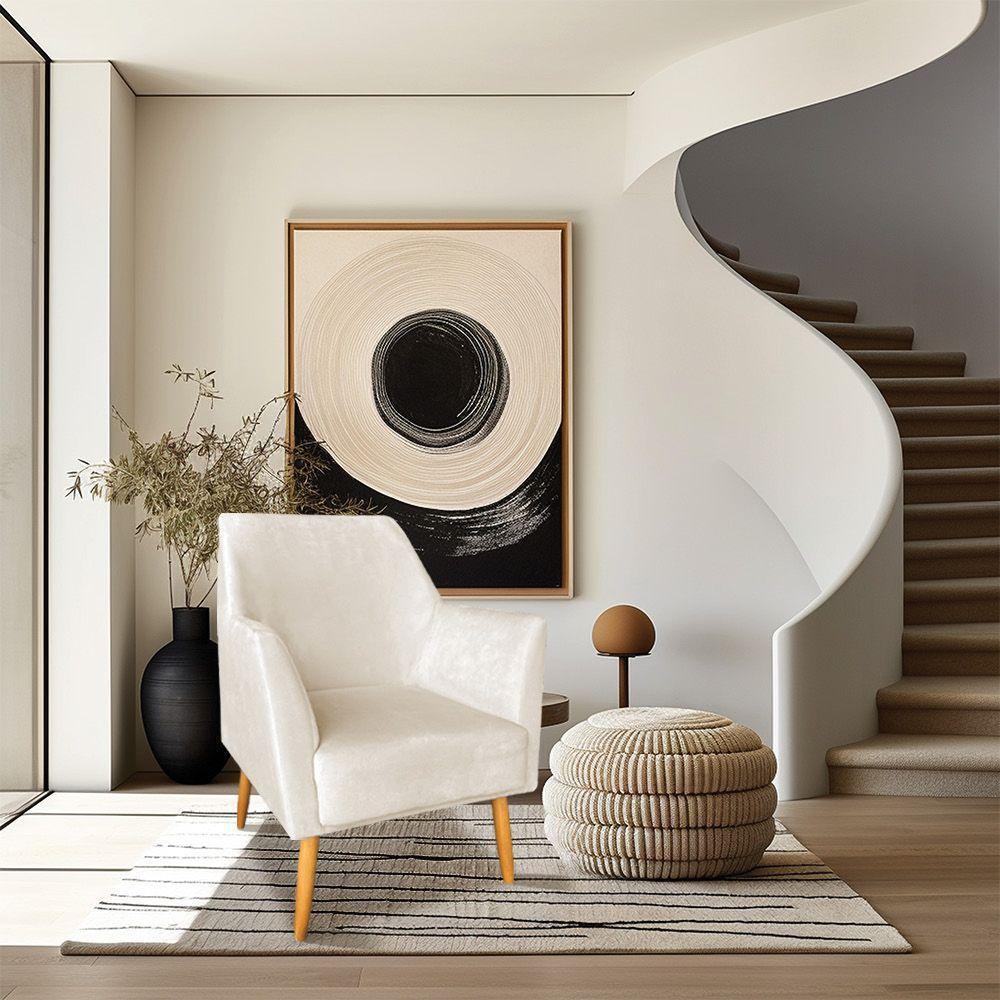 Kit 02 Poltronas Decorativa Julia Veludo Pés Palito Castanho Bege - 6