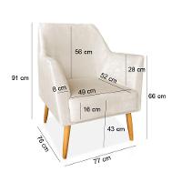 Kit 02 Poltronas Decorativa Julia Veludo Pés Palito Castanho Bege