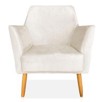 Kit 02 Poltronas Decorativa Julia Veludo Pés Palito Castanho Bege - 7