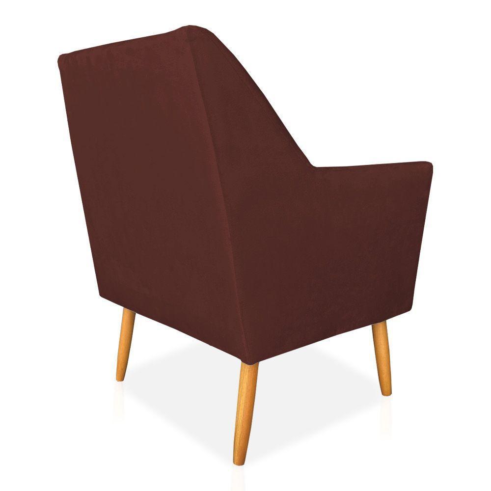 Poltrona Decorativa Julia Veludo Pés Palito Castanho Marsala - 4