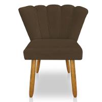 Kit 02 Cadeiras Poltrona Flor Veludo Marrom Pés Palito Castanho - 3