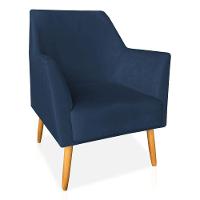 Kit 02 Poltronas Decorativa Julia Veludo Pés Palito Castanho Azul Marinho - 5