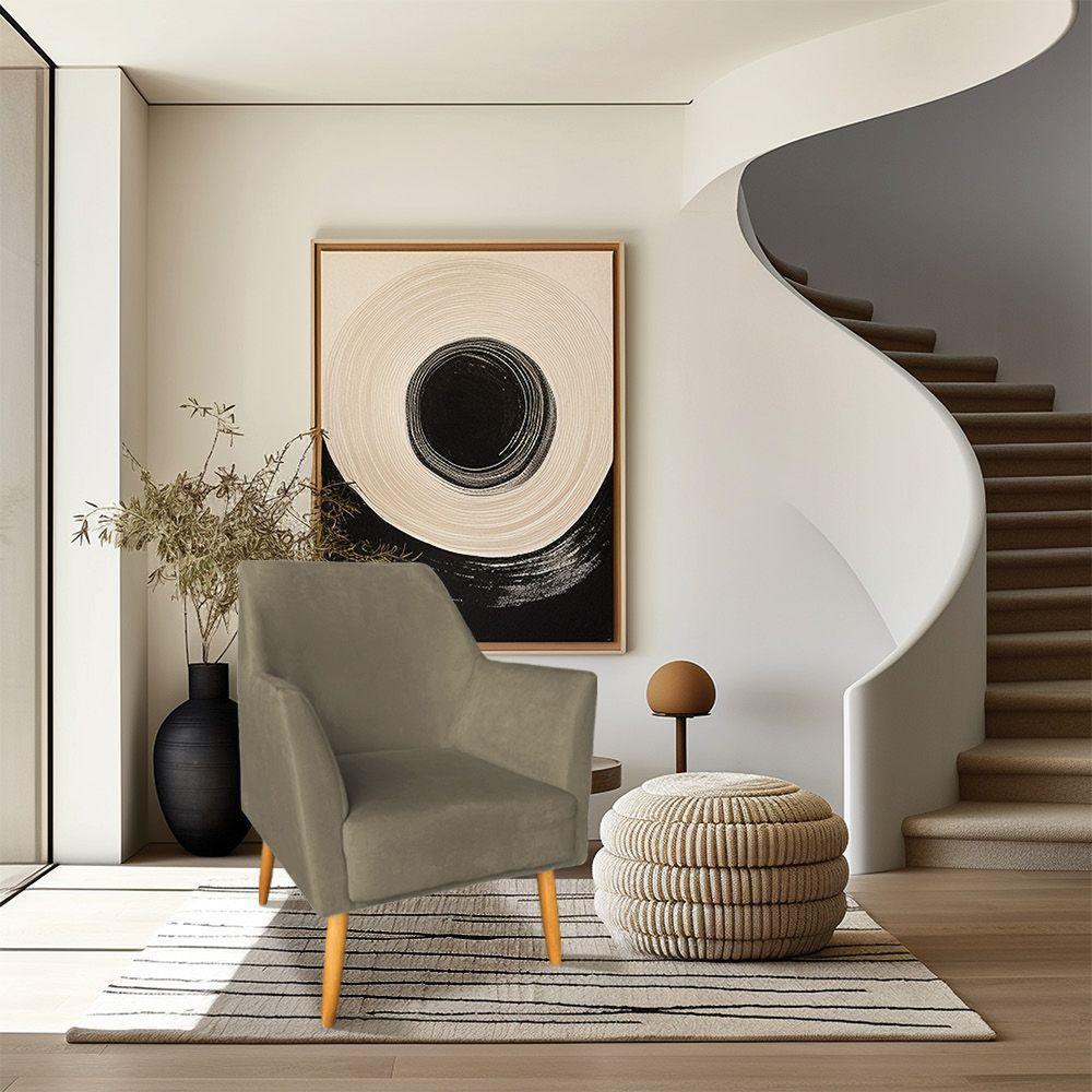 Kit 02 Poltronas Decorativa Julia Veludo Pés Palito Castanho Capuccino - 6