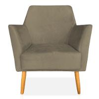 Kit 02 Poltronas Decorativa Julia Veludo Pés Palito Castanho Capuccino - 7