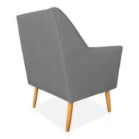 Poltrona Decorativa Julia Veludo Pés Palito Castanho Grafite - 3