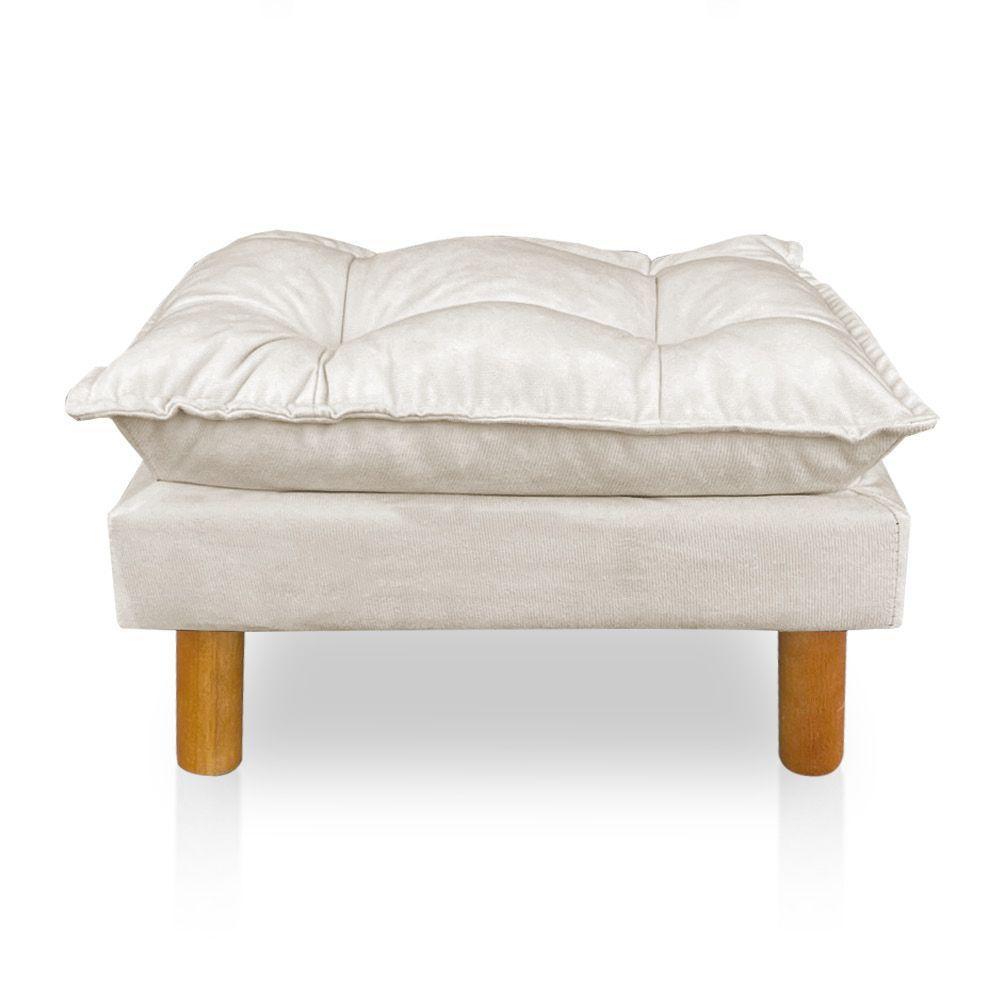 Poltrona De Amamentação Com Puff Laura Veludo Bege - 3