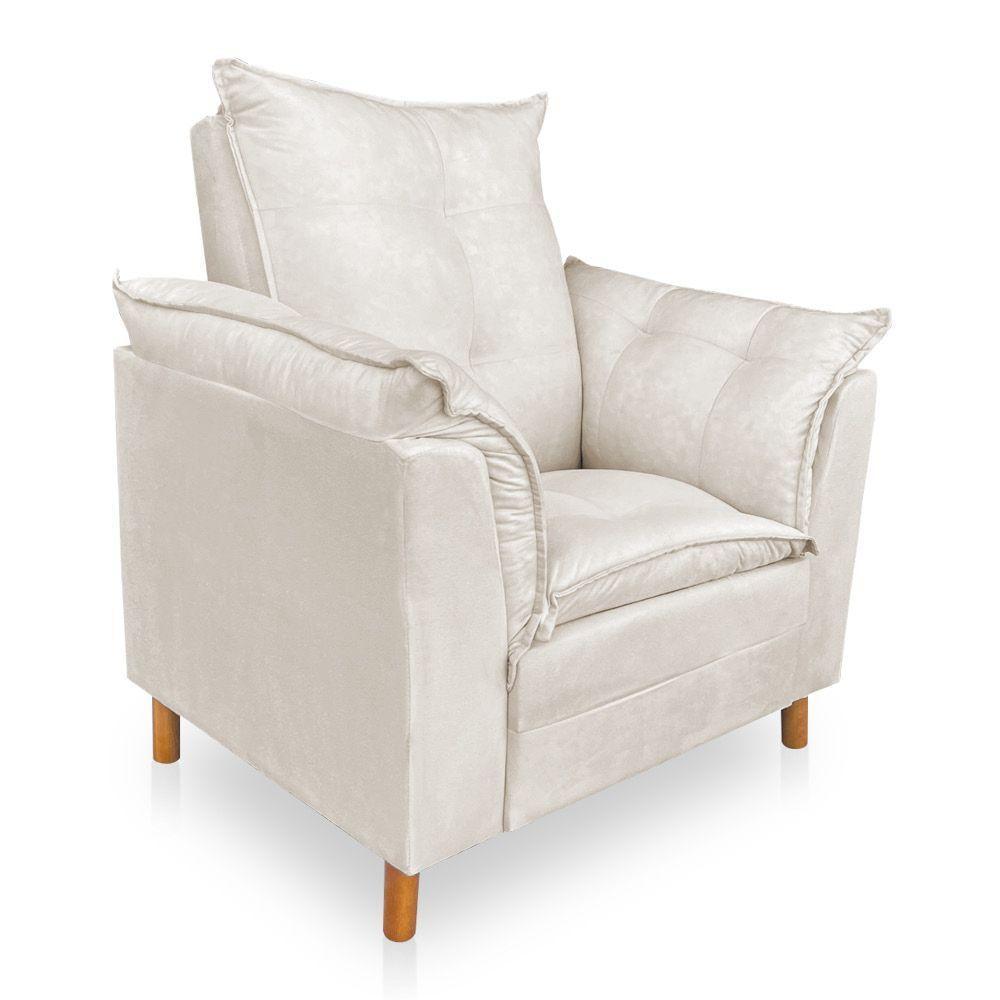 Poltrona De Amamentação Com Puff Laura Suede - Pallazio Cor Bege - 6