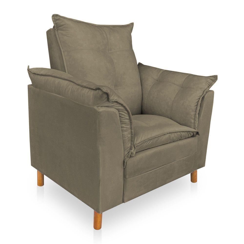 Poltrona De Amamentação Com Puff Laura Suede - Pallazio Cor Cappuccino - 6