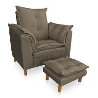 Poltrona De Amamentação Com Puff Laura Suede - Pallazio Cor Cappuccino - 1