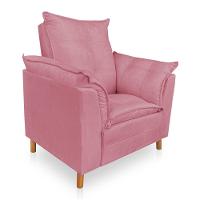 Poltrona De Amamentação Com Puff Laura Suede Rosa - Pallazio