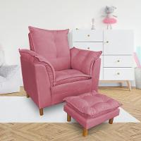 Poltrona De Amamentação Com Puff Laura Suede Rosa - Pallazio - 5