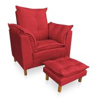 Poltrona De Amamentação Com Puff Laura Suede - Pallazio Cor Vermelho - 1