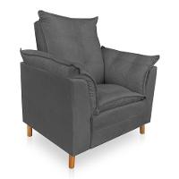 Poltrona De Amamentação Com Puff Laura Suede Grafite - Pallazio - 6