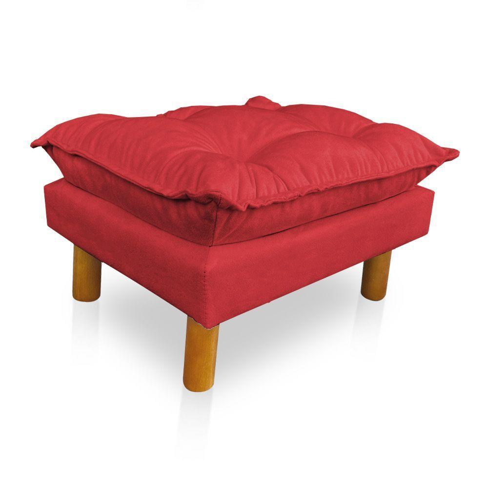 Poltrona De Amamentação Com Puff Laura Veludo Vermelho - 4