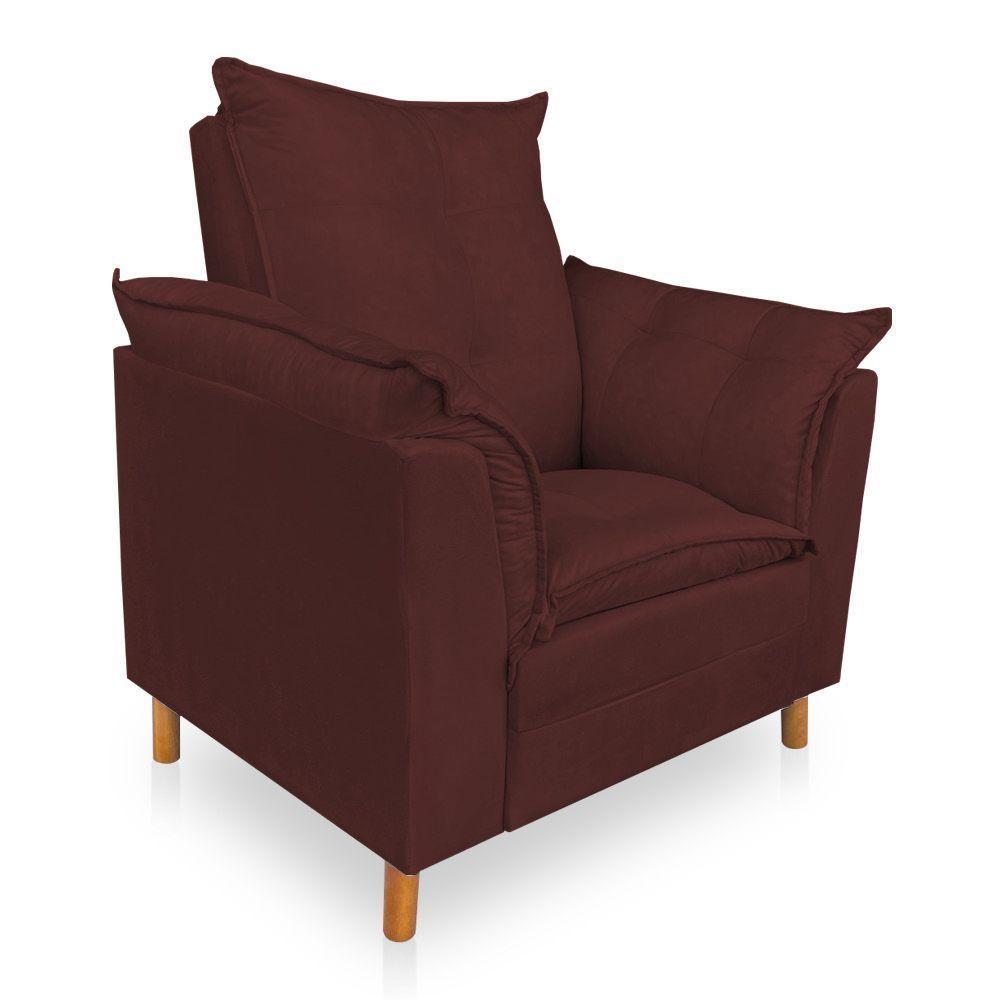 Poltrona De Amamentação Com Puff Laura Suede Marsala - Pallazio - 6