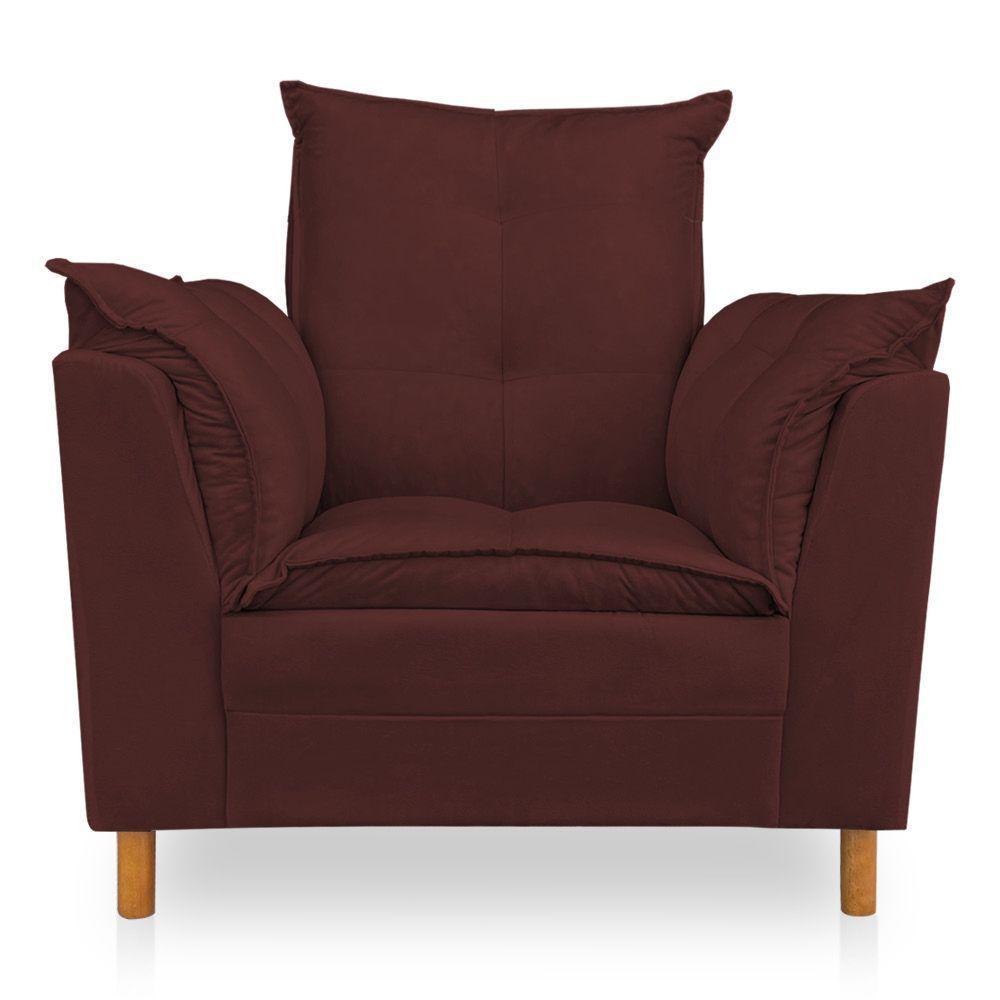 Poltrona De Amamentação Com Puff Laura Suede Marsala - Pallazio - 8